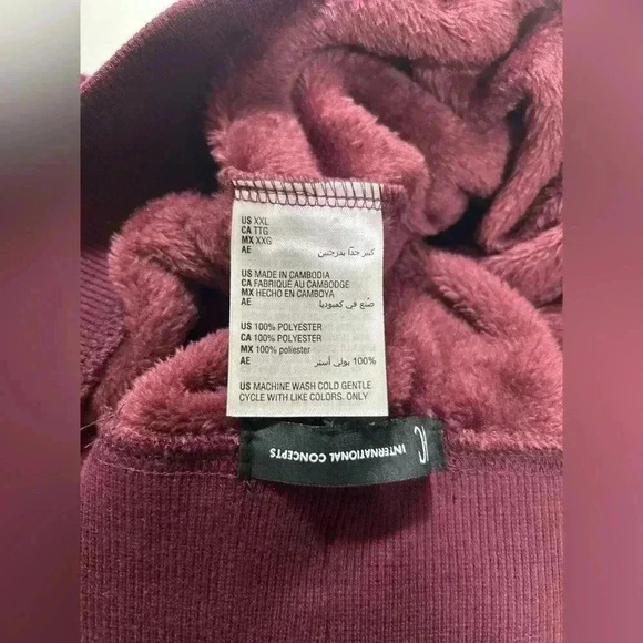 I.N.C Women Fuzzy Port Wine Casual PJ Joggers Soft Elastic Ankle Cuff Size XXL - Picture 9 of 11